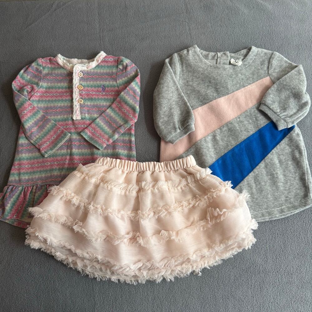 LOT Kids Girls Fall Winter High End Clothing Sizes 6-12mos Ralph Lauren Stem Gap